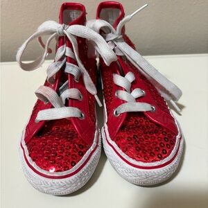 Balera Red Sequin Kids High-Top Sneakers